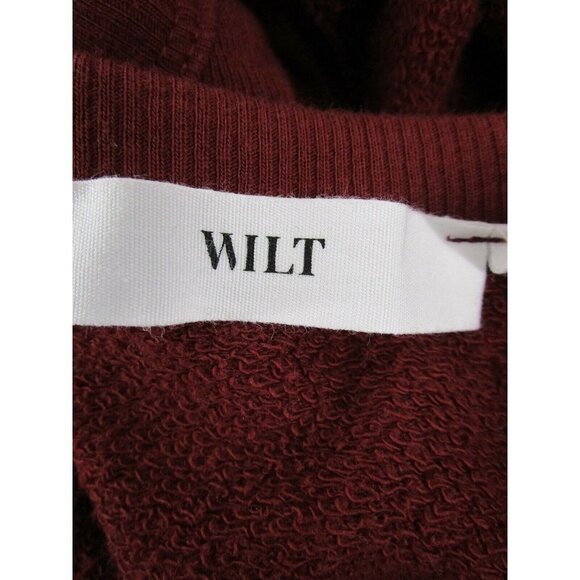 Wilt Brick V-neck Pullover Side Slit Sweatshirt Top Bordeaux Burgundy S Small - Picture 7 of 8